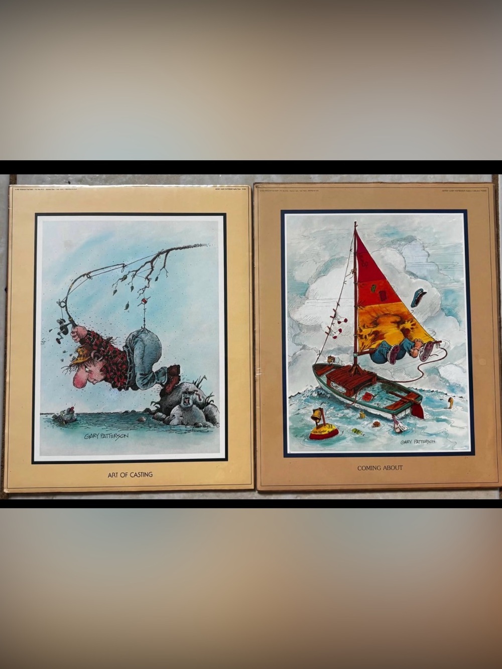 NOS! Vintage Gary Patterson Prints :”Art of Casting” & “Coming About" in Plastic
